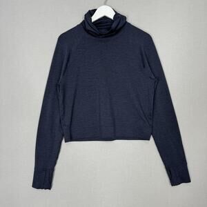 prAna Zawn Top Womens XL Navy Cowl Neck Thumbholes Pullover Hiking Outdoor